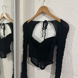 Elegant Black Lace Women Top